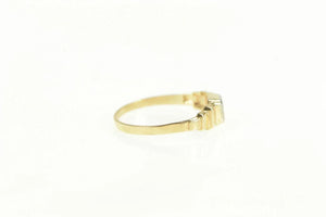 10K Squared Stair Step Childs Baby Engravable Ring Yellow Gold