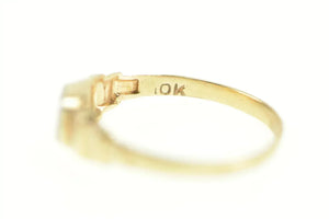 10K Squared Stair Step Childs Baby Engravable Ring Yellow Gold