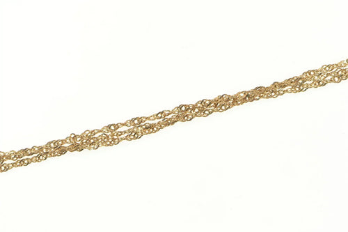 10K Layered Rolling Twist Link Three Chain Rolling Necklace 16.5