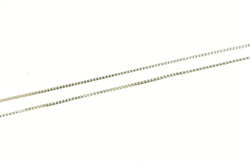 10K 0.5mm Square Link Classic Box Chain Necklace 21.75 White Gold