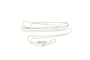 10K 0.5mm Square Link Classic Box Chain Necklace 21.75 White Gold