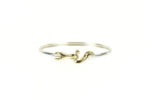 Sterling Silver 14K Gold Hook Loop Knot Statement Bangle Bracelet 7.25"