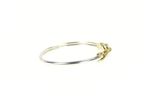 Sterling Silver 14K Gold Hook Loop Knot Statement Bangle Bracelet 7.25"