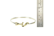 Load image into Gallery viewer, Sterling Silver 14K Gold Hook Loop Knot Statement Bangle Bracelet 7.25&quot;