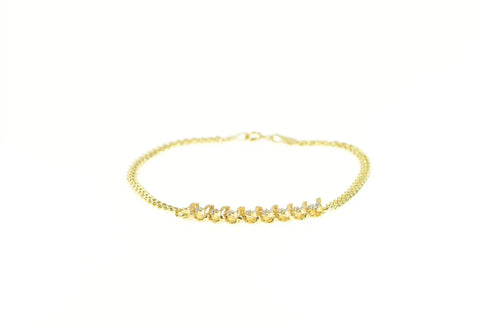 14K Diamond Tennis Link Vintage Classic Chain Bracelet 7