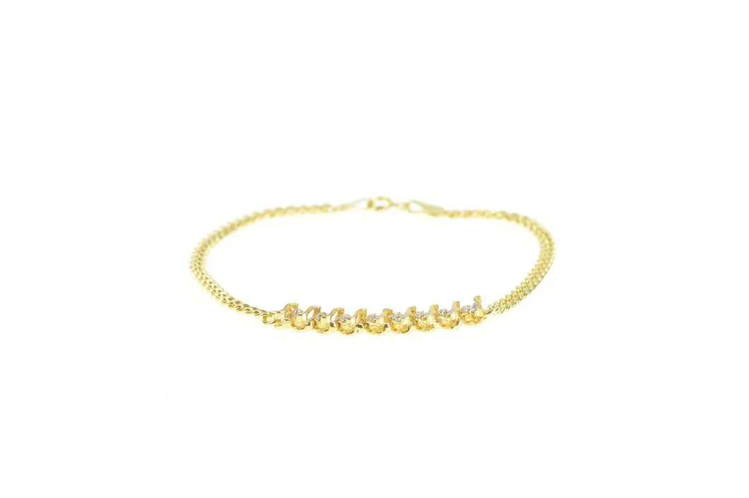 14K Diamond Tennis Link Vintage Classic Chain Bracelet 7