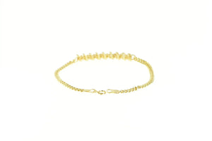 14K Diamond Tennis Link Vintage Classic Chain Bracelet 7" Yellow Gold