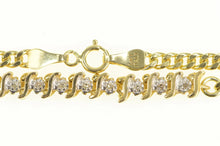 Load image into Gallery viewer, 14K Diamond Tennis Link Vintage Classic Chain Bracelet 7&quot; Yellow Gold