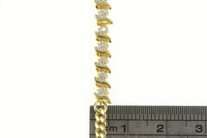 14K Diamond Tennis Link Vintage Classic Chain Bracelet 7" Yellow Gold