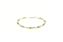 Load image into Gallery viewer, 10K Sapphire Diamond Accent Wavy Tennis Link Bracelet 6.75&quot; Yellow Gold