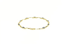 Load image into Gallery viewer, 10K Sapphire Diamond Accent Wavy Tennis Link Bracelet 6.75&quot; Yellow Gold