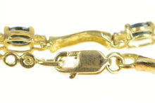 Load image into Gallery viewer, 10K Sapphire Diamond Accent Wavy Tennis Link Bracelet 6.75&quot; Yellow Gold