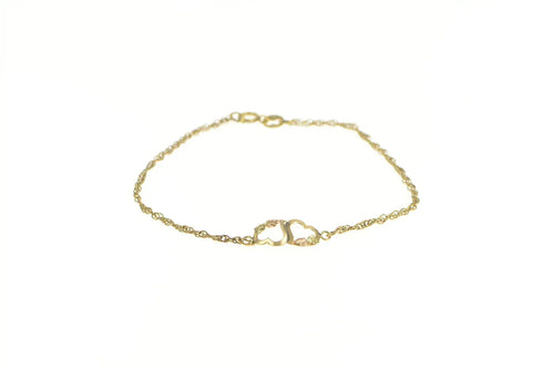 Gold Filled Black Hills Heart Love Valentine Chain Link Bracelet 7.25
