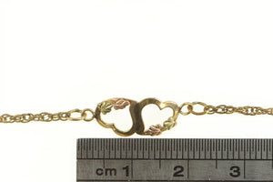 Gold Filled Black Hills Heart Love Valentine Chain Link Bracelet 7.25"