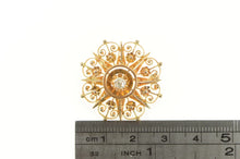Load image into Gallery viewer, 14K 0.27 Ct OEC Elaborate Floral Scroll Filigree Pin/Brooch Yellow Gold