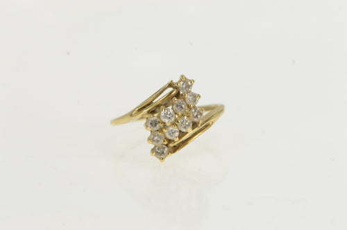 14K 0.50 Ctw Diamond Waterfall Cluster Vintage Ring Yellow Gold