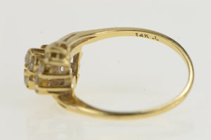 14K 0.50 Ctw Diamond Waterfall Cluster Vintage Ring Yellow Gold