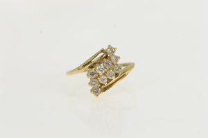 14K 0.50 Ctw Diamond Waterfall Cluster Vintage Ring Yellow Gold