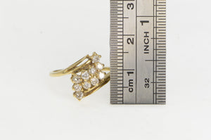 14K 0.50 Ctw Diamond Waterfall Cluster Vintage Ring Yellow Gold