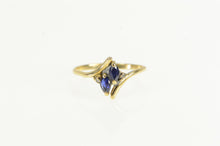 Load image into Gallery viewer, 10K Marquise Natural Sapphire Diamond Bypass Ring Yellow Gold