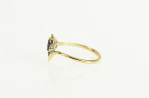10K Marquise Natural Sapphire Diamond Bypass Ring Yellow Gold