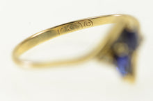 Load image into Gallery viewer, 10K Marquise Natural Sapphire Diamond Bypass Ring Yellow Gold