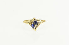 Load image into Gallery viewer, 10K Marquise Natural Sapphire Diamond Bypass Ring Yellow Gold