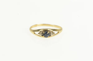 10K Sapphire Diamond Accent Classic Statement Ring Yellow Gold
