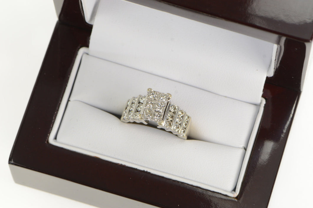 14K 2.50 Ctw Invis. Princess Vintage Engagement Ring White Gold