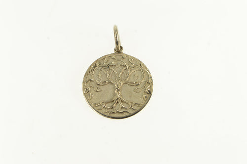 14K Ornate Tree of Life Wax Seal Forest Yggdrasil Pendant White Gold