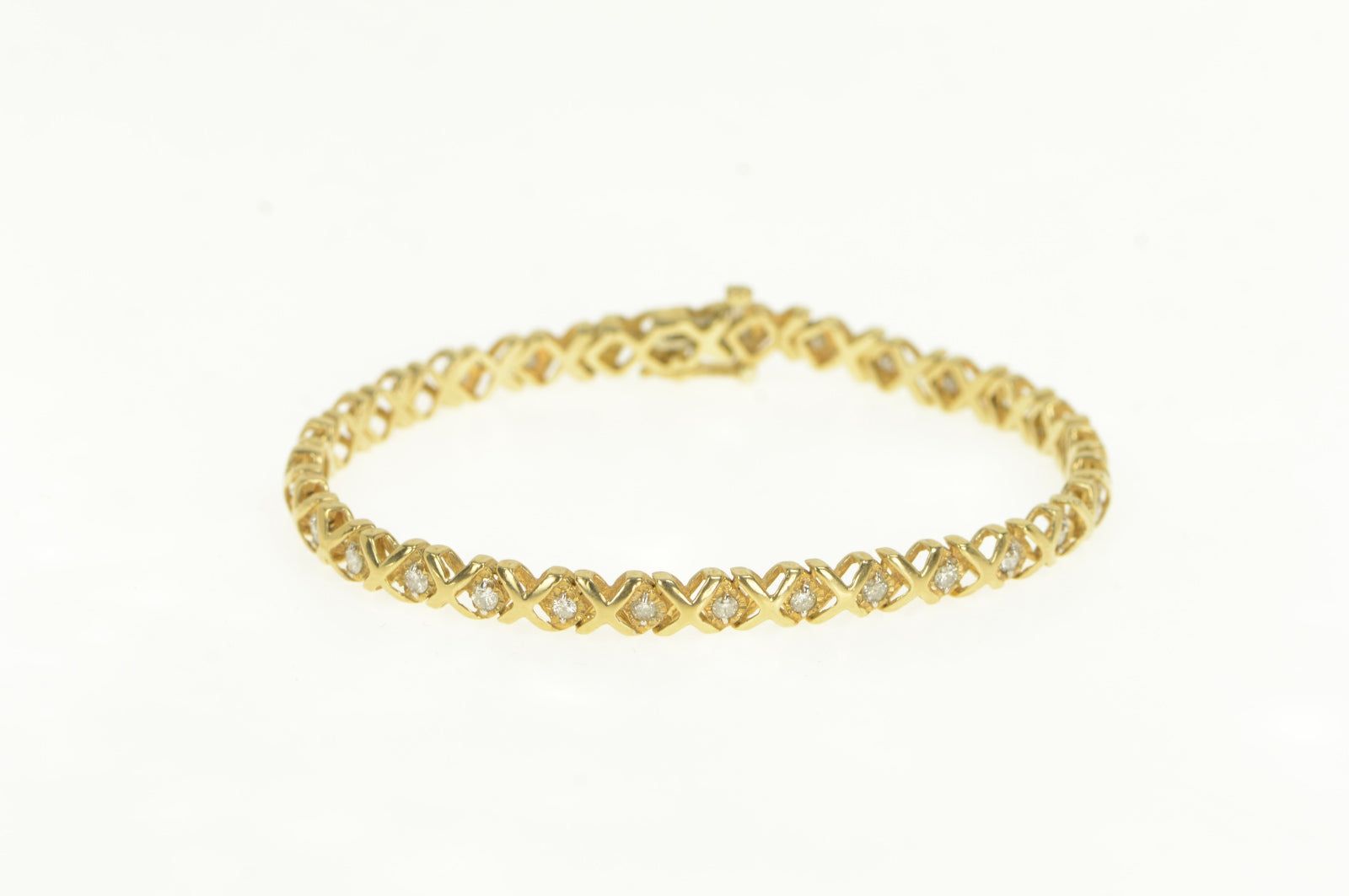 10K Ctw Diamond Hugs Kisses XO Tennis Bracelet 7