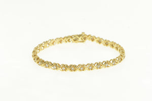 10K 1.00 Ctw Diamond Hugs Kisses XO Tennis Bracelet 7" Yellow Gold