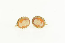 Load image into Gallery viewer, 10K Vintage Carved Shell Cameo Screw Back Earrings Yellow Gold