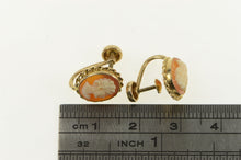 Load image into Gallery viewer, 10K Vintage Carved Shell Cameo Screw Back Earrings Yellow Gold
