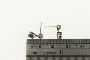 14K Pear Natural Sapphire Diamond Accent Dangle Earrings White Gold