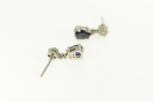 14K Pear Natural Sapphire Diamond Accent Dangle Earrings White Gold