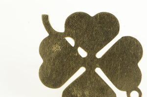 14K Retro Burst Shamrock 4 Leaf Clover Lucky Charm/Pendant Yellow Gold
