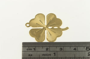 14K Retro Burst Shamrock 4 Leaf Clover Lucky Charm/Pendant Yellow Gold