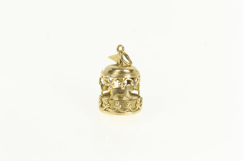 14K 3D Articulated Carousel Carnival Classic Ride Charm/Pendant Yellow Gold