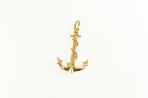 14K 3D Anchor Nautical Sailing Ship Hope Symbol Pendant Yellow Gold