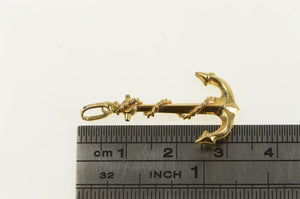 14K 3D Anchor Nautical Sailing Ship Hope Symbol Pendant Yellow Gold