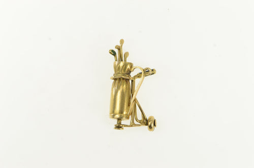 14K 3D Articulated Golf Club Bag 1940's Ornate Charm/Pendant Yellow Gold