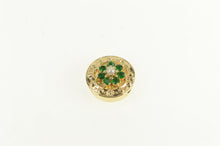 Load image into Gallery viewer, 14K Ornate Pearl Sim. Emerald Round Slide Charm Bracelet Yellow Gold