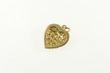 Load image into Gallery viewer, 14K Victorian Seed Pearl Heart Forget Me Not Pendant Yellow Gold