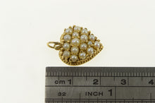 Load image into Gallery viewer, 14K Victorian Seed Pearl Heart Forget Me Not Pendant Yellow Gold