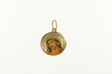 Load image into Gallery viewer, 10K Enamel Jesus Christ Crown of Thorns Christian Charm/Pendant Yellow Gold