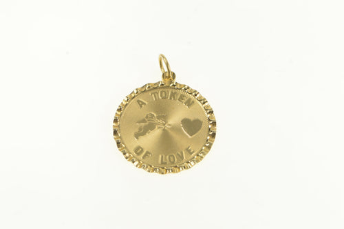 14K A Token Of Love Vintage 1960's Retro Charm/Pendant Yellow Gold