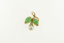 Load image into Gallery viewer, 14K 1960&#39;s Pearl Jade Tear Drop Flower Cluster Pendant Yellow Gold