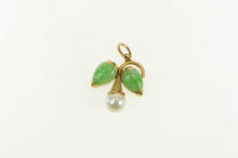 Load image into Gallery viewer, 14K 1960&#39;s Pearl Jade Tear Drop Flower Cluster Pendant Yellow Gold