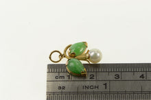 Load image into Gallery viewer, 14K 1960&#39;s Pearl Jade Tear Drop Flower Cluster Pendant Yellow Gold